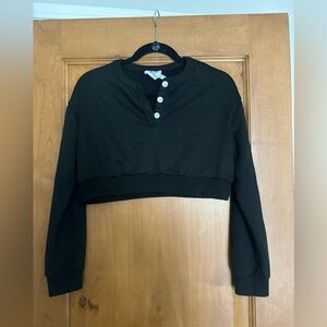 Princess Polly Crop Black Shirt Button Down size 0